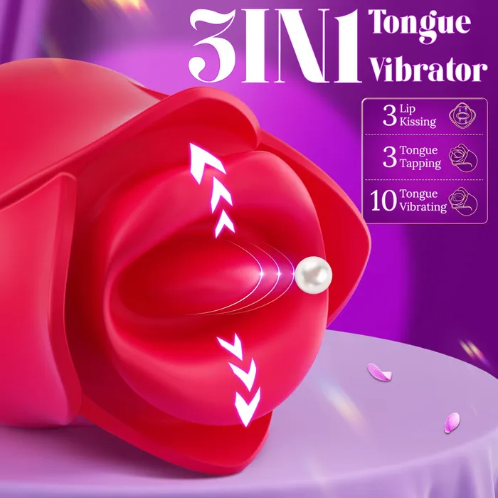 Sohimi Vibrators 3 in 1 Lip Kissing and Tongue Tapping Rose Vibrator for Female Sohimi Vibrators 3 in 1 Lip Kissing and Tongue Tapping Rose Vibrator for Female