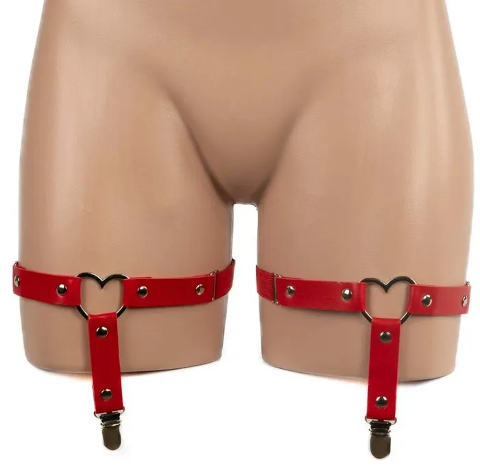 Vibrators Poison Rose Faux Leather Garter Red Poison Rose