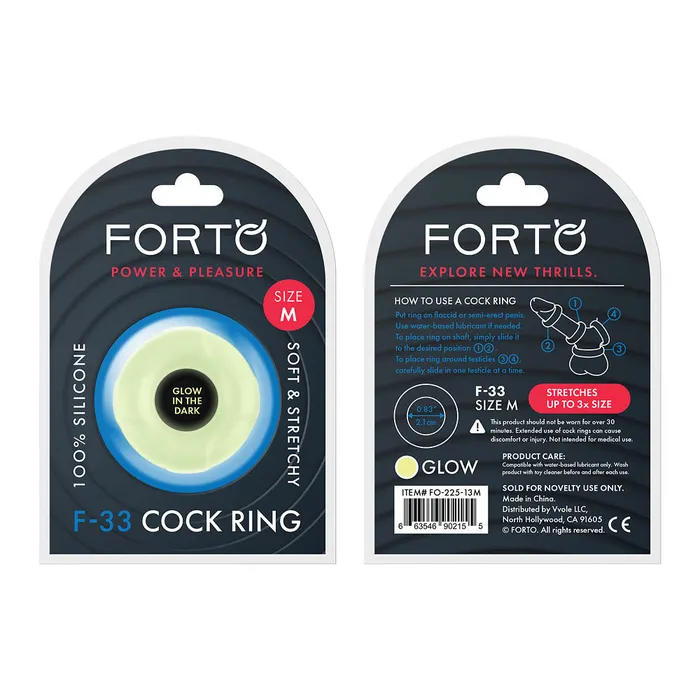 F33 21MM 100 LIQUID SILICONE CRING GLOW GREEN FortO Male Sex Toys