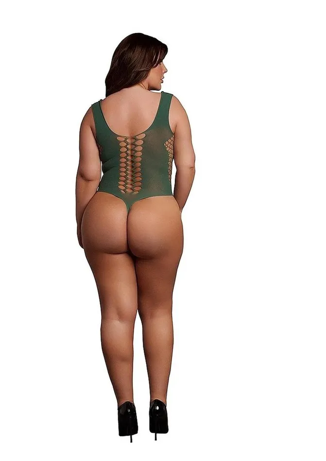 Le Desir Le Desir VNeck Teddy with Opaque Panels Green Male Sex Toys Le Desir Le Desir VNeck Teddy with Opaque Panels Green Male Sex Toys