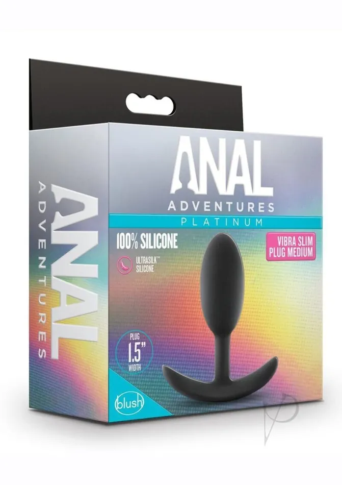 Anal Adventures Platinum Silicone Vibra Slim Plug Medium Black Blush Novelties Male Sex Toys Anal Adventures Platinum Silicone Vibra Slim Plug Medium Black Blush Novelties Male Sex Toys