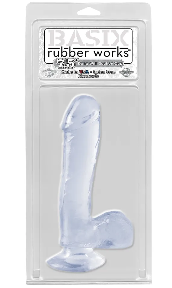 Basix Dildos Basix Rubber Works 75In Dong WSuction Cup Clear