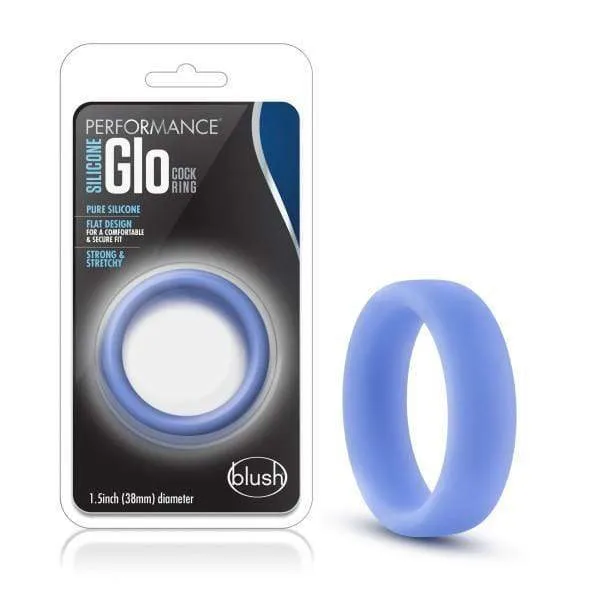 Blush Performance Silicone Glow in the Dark Cock Ring Blue Male Sex Toys