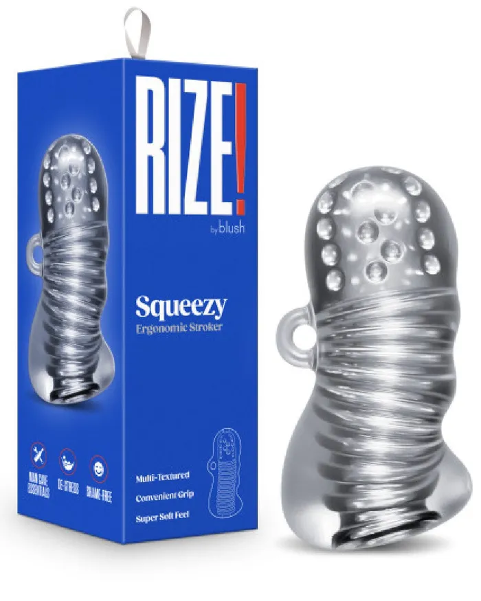 Blush Rize Squeezy Clear Textured Compact Stroker Male Sex Toys