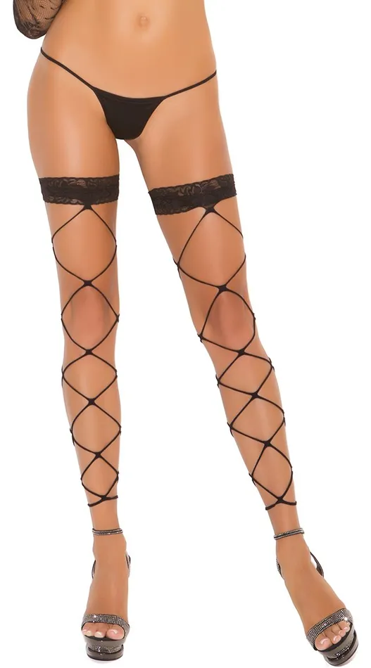 Bodystockings Playsuits Elegant Moments Elegant Moments WomenS Footless Thigh Hi Black One Size