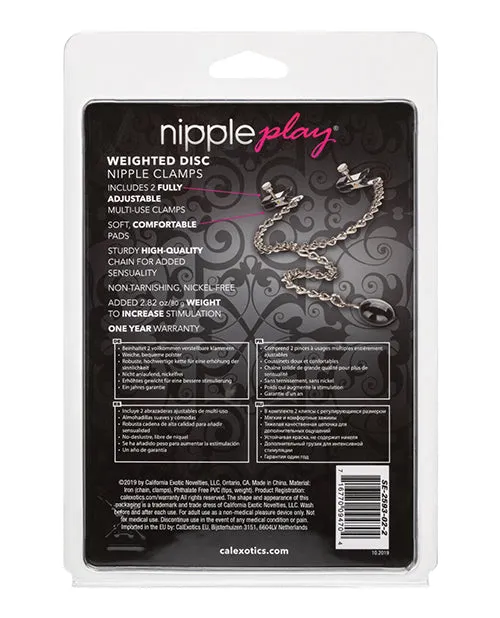 Cal Exotics Nipple Play Weighted Disc Nipple Clamps Silver Couples