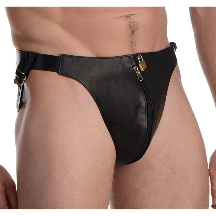 CHASTITY CAGE CO Restraints Spiked Leather Confinement Jockstrap