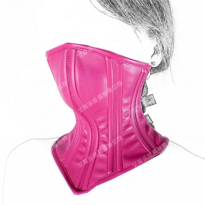 Collars Leashes White Pink Leather Neck Corset Mask Bdsm Submissive House of Dasein Vibrators