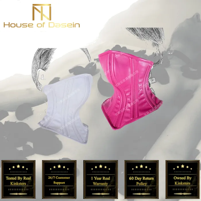 Collars Leashes White Pink Leather Neck Corset Mask Bdsm Submissive House of Dasein Vibrators