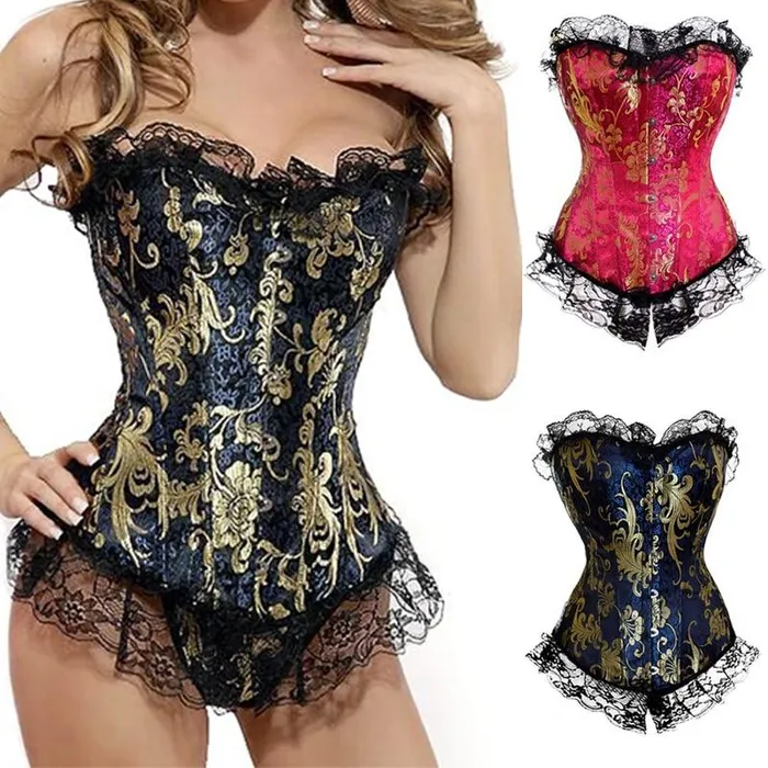 Corsets Blue Red Corset Gold Lace Trim Sexy Lingerie Kink Bdsm Fetish Clothing House of Dasein Vibrators Corsets Blue Red Corset Gold Lace Trim Sexy Lingerie Kink Bdsm Fetish Clothing House of Dasein Vibrators
