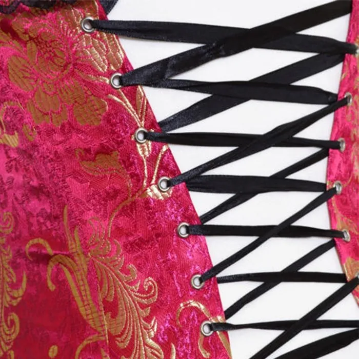 Corsets Blue Red Corset Gold Lace Trim Sexy Lingerie Kink Bdsm Fetish Clothing House of Dasein Vibrators