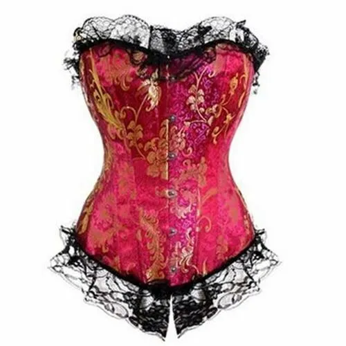 Corsets Blue Red Corset Gold Lace Trim Sexy Lingerie Kink Bdsm Fetish Clothing House of Dasein Vibrators