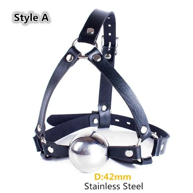 Couples House of Dasein Gags 42Mm Stainless Steel Ball Gag With Faux Leather Harness Bondage Toys Black