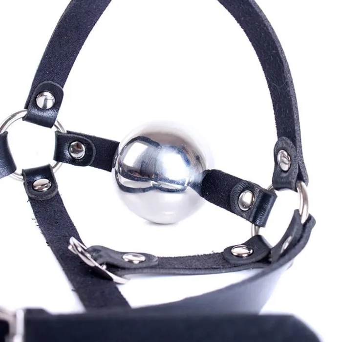 Couples House of Dasein Gags 42Mm Stainless Steel Ball Gag With Faux Leather Harness Bondage Toys Black