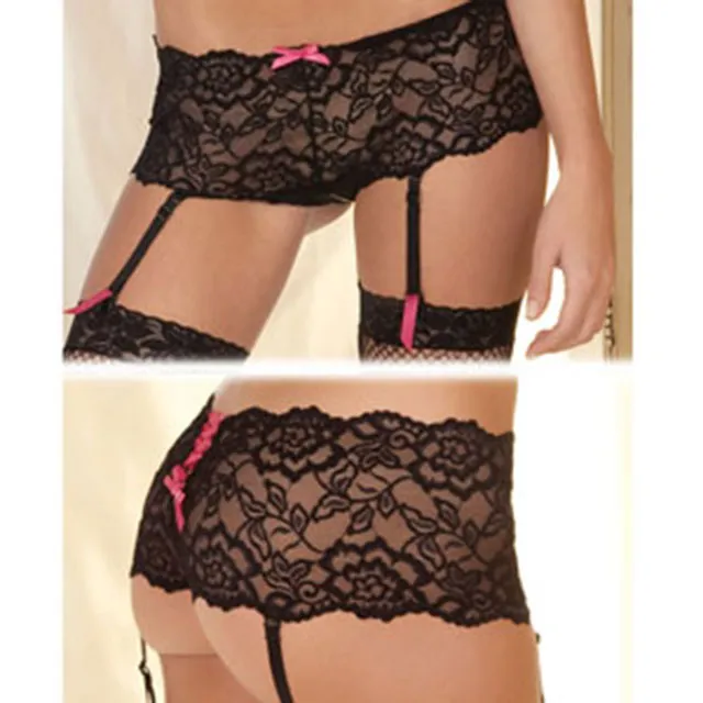 Couples Rene Rofe Crotchless Lace Boyleg WGarter ML