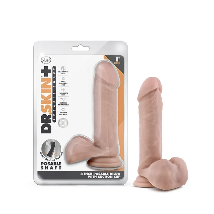 Dildos Dr Skin Plus Pos Dildo WBall 8In Van Blush