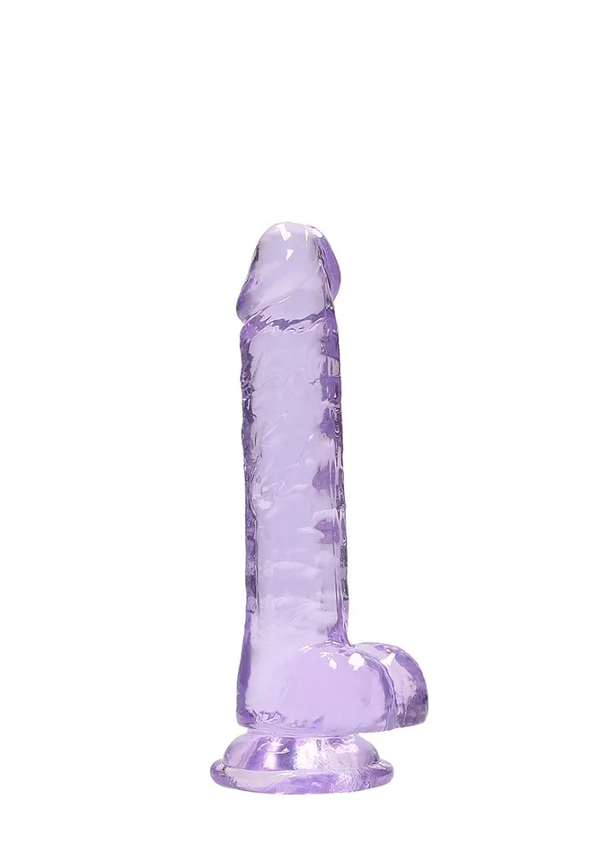 Dildos RealRock Realistic and Rocksolid Realrock 7In Realistic Dildo W Balls Clear Purple