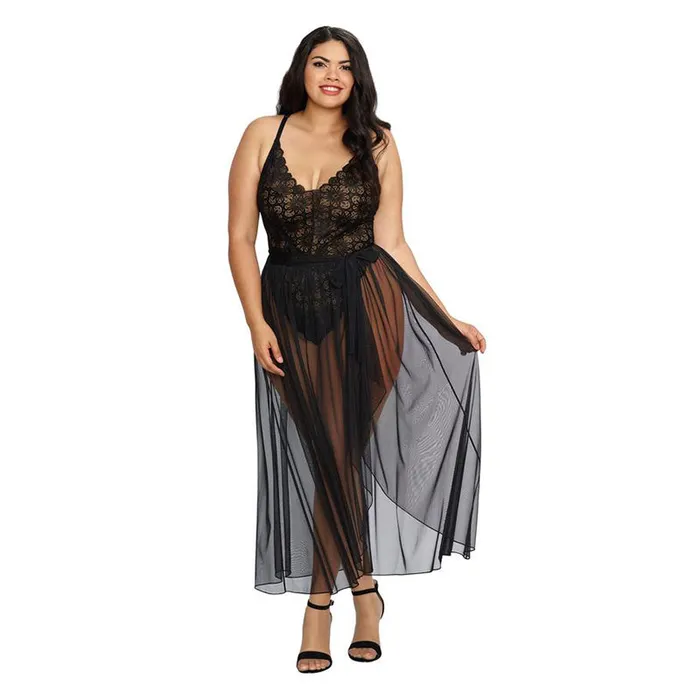 Dreamgirl International Vibrators Dg Teddy Maxi Skirt W GString Blk 2X