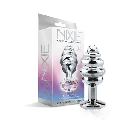 Global Novelties LLC Anal Nixie Ribbed Metal Butt Plug Honey Dipper Large
