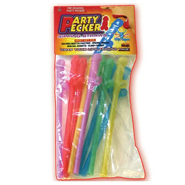 Hott Products Unlimited Female Sex Toys Party Pecker Straws Asst Color 10Bg