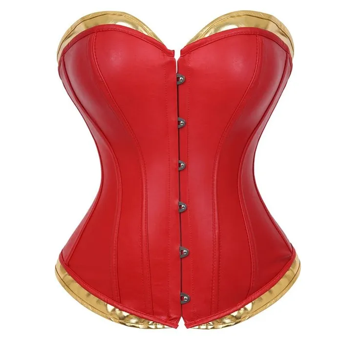 House of Dasein Corsets Wonder Woman Faux Leather Corset Costume With Blue Pants Cosplay Superhero Male Sex Toys