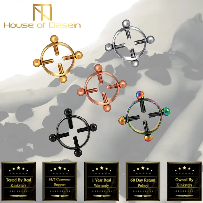 House of Dasein Couples Nipple Clitoral Toys Small Adjustable Nipple Clamps 6 Colours Bondage Restraints