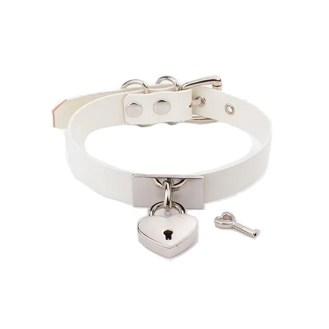 House of Dasein Vibrators Collars Leashes Kawaii Leather Collar Locket Love Heart Harajuku Bdsm Sub Slave Punk Choker
