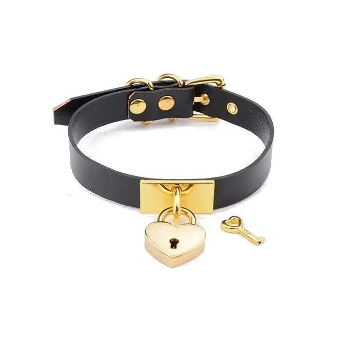 House of Dasein Vibrators Collars Leashes Kawaii Leather Collar Locket Love Heart Harajuku Bdsm Sub Slave Punk Choker