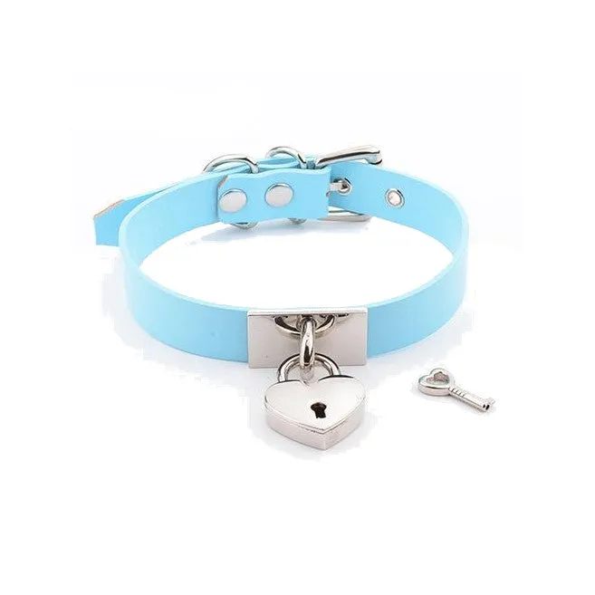House of Dasein Vibrators Collars Leashes Kawaii Leather Collar Locket Love Heart Harajuku Bdsm Sub Slave Punk Choker