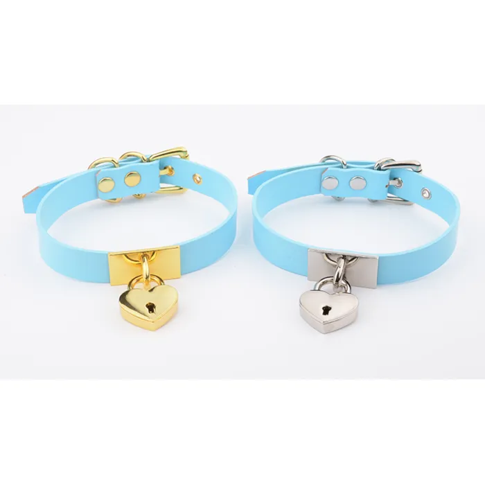 House of Dasein Vibrators Collars Leashes Kawaii Leather Collar Locket Love Heart Harajuku Bdsm Sub Slave Punk Choker