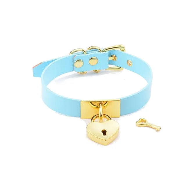 House of Dasein Vibrators Collars Leashes Kawaii Leather Collar Locket Love Heart Harajuku Bdsm Sub Slave Punk Choker