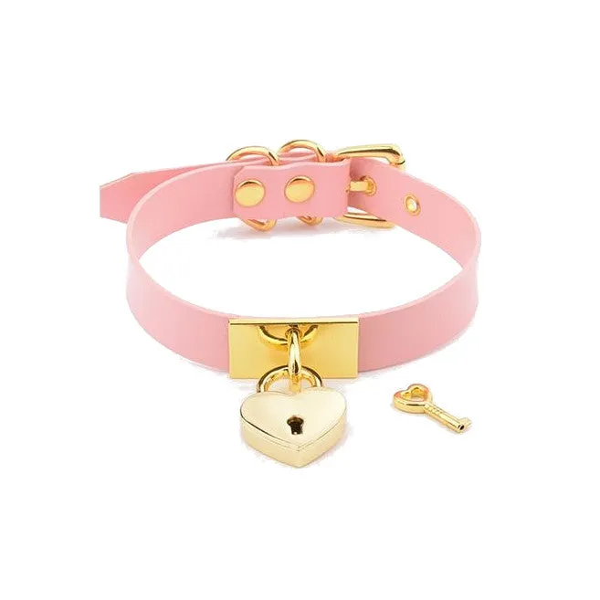 House of Dasein Vibrators Collars Leashes Kawaii Leather Collar Locket Love Heart Harajuku Bdsm Sub Slave Punk Choker