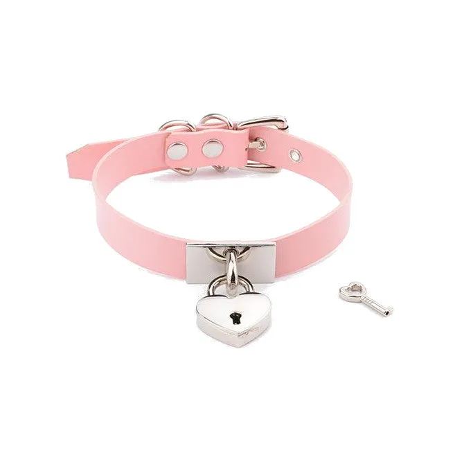 House of Dasein Vibrators Collars Leashes Kawaii Leather Collar Locket Love Heart Harajuku Bdsm Sub Slave Punk Choker