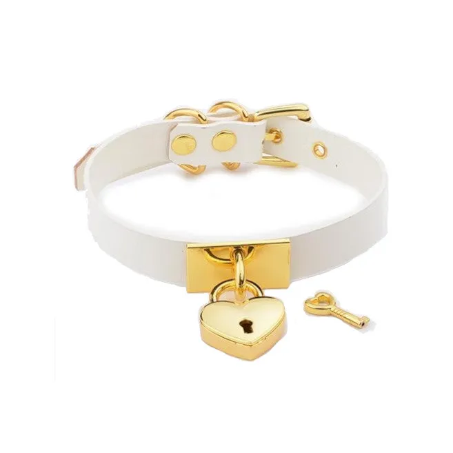 House of Dasein Vibrators Collars Leashes Kawaii Leather Collar Locket Love Heart Harajuku Bdsm Sub Slave Punk Choker