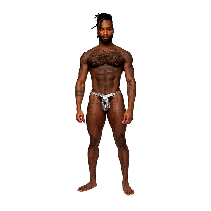 Male Power Male Sex Toys Mp Snaked Criss Cross Thong Silblk Sm