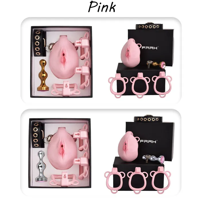 Male Sex Toys CHASTITY CAGE CO Pussy Chastity Cage With Wearable Butt Plug