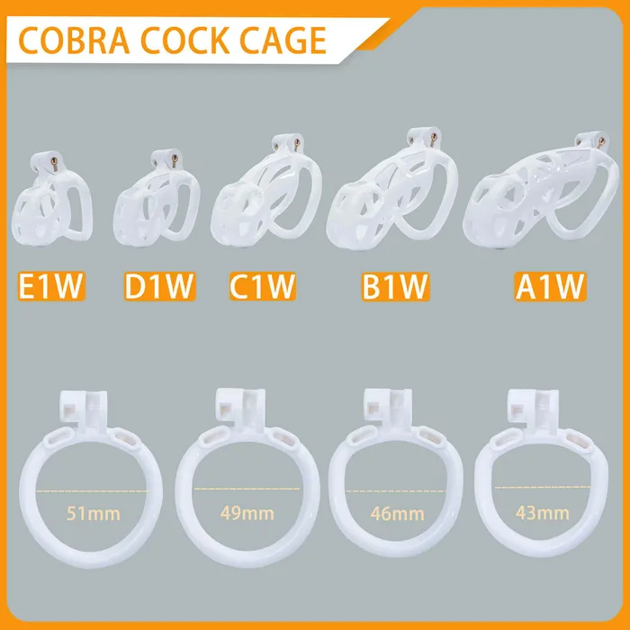 Male Sex Toys CHASTITY CAGE CO White Cobra Chastity Cage Kit 177 To 413 Inches Long