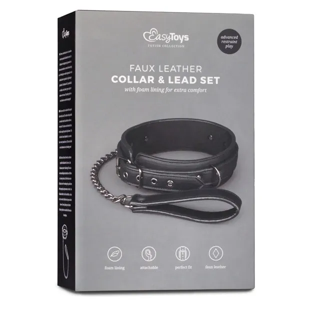 Male Sex Toys Faux Leather Collar and Lead Easy Toys