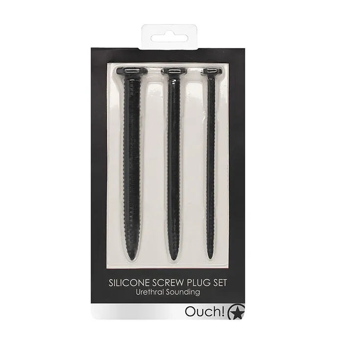 Male Sex Toys Shots America LLC Ouch Urethral Snding Silscrwplgset Blk