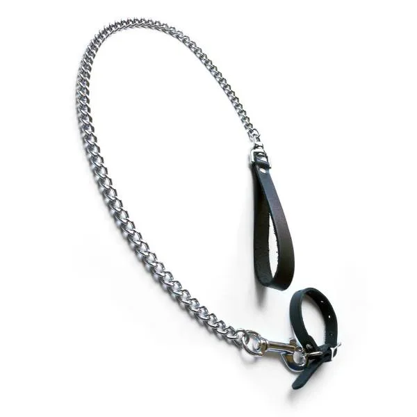 Male Sex Toys Stockroomcom Kinklab Buckling Cock Ring and Chain Leash Set