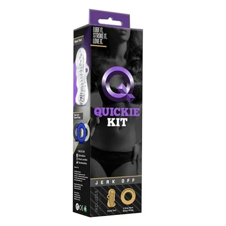 Male Sex Toys Vee International Inc Quickie Kit Jerk Off Stroker 3Piece Cockring Set Clear