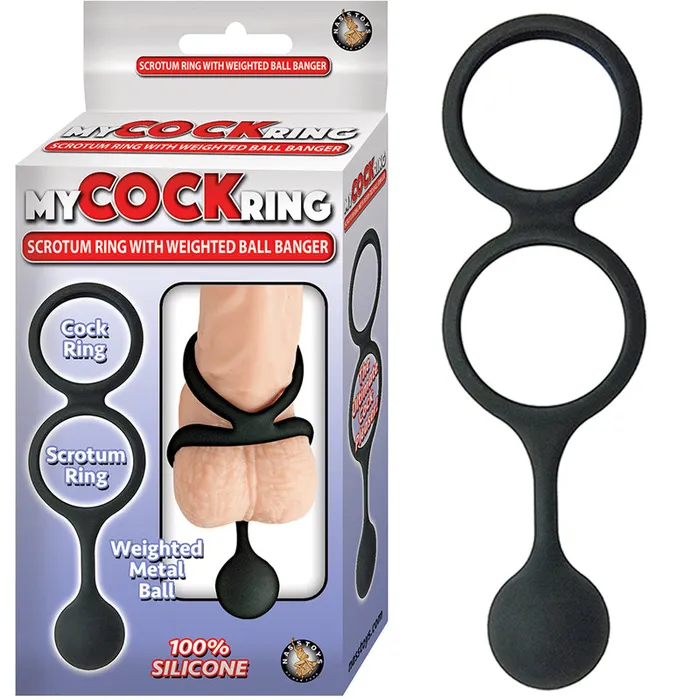 My Cr Scrotum Ring WWgtd Ball Banger Bk Nasstoys Male Sex Toys