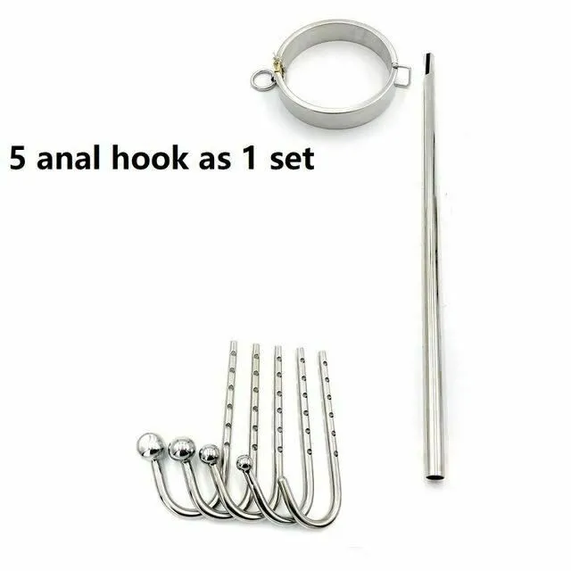NonVibrating Butt Plugs Stainless Steel Collar Slave Posture Bar Anal Hook Bondage Bdsm Restraints Kit House of Dasein Anal