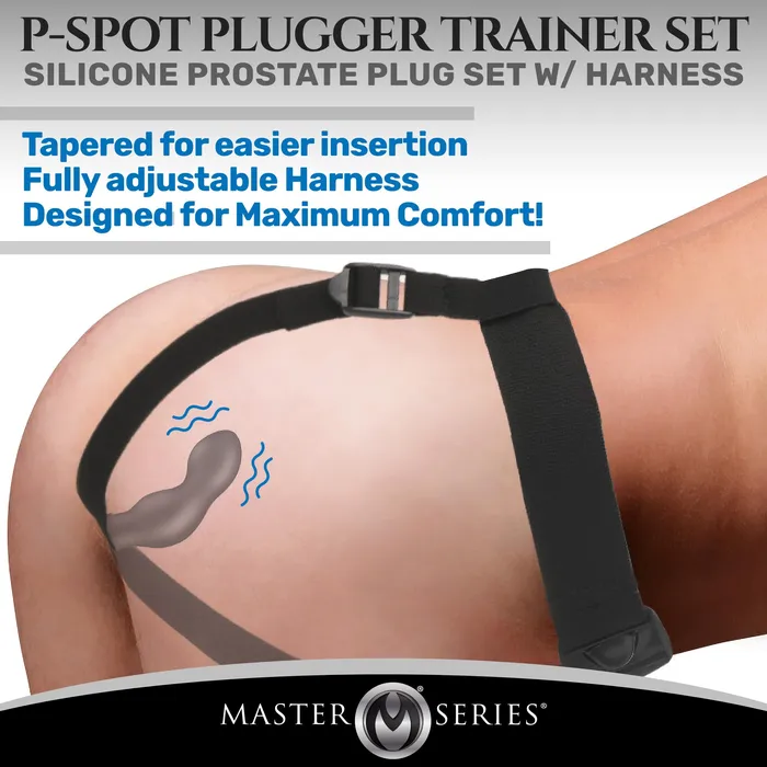 PSpot Plugger 28X Silicone Prostate Plug with Comfort Harness and Remote Control Master Series Male Sex Toys
