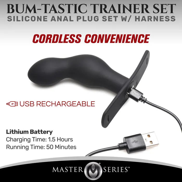 PSpot Plugger 28X Silicone Prostate Plug with Comfort Harness and Remote Control Master Series Male Sex Toys