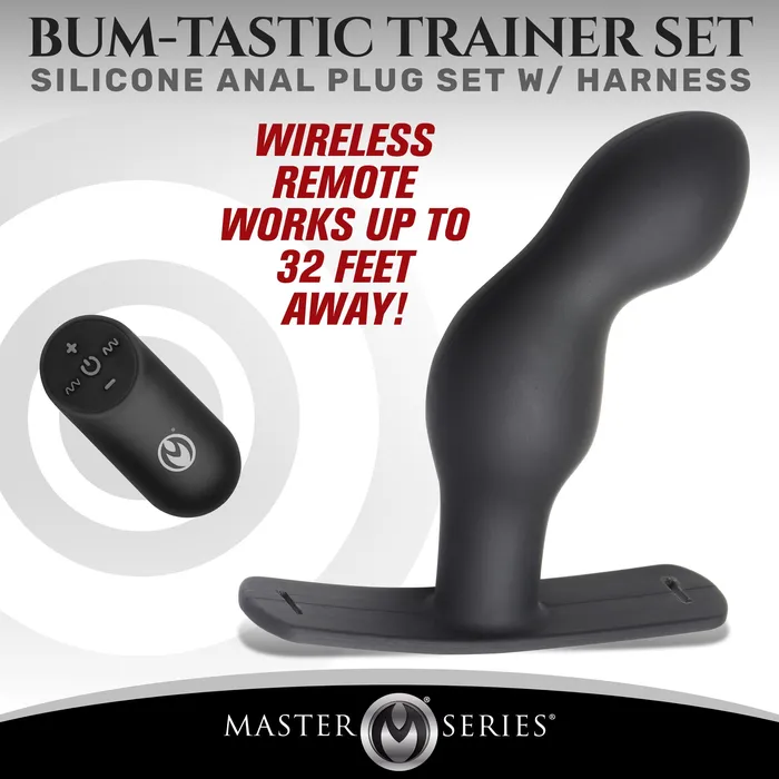 PSpot Plugger 28X Silicone Prostate Plug with Comfort Harness and Remote Control Master Series Male Sex Toys