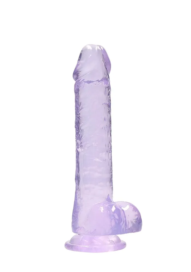 Realrock 8In Realistic Dildo W Balls Clear Purple RealRock Realistic and Rocksolid Dildos