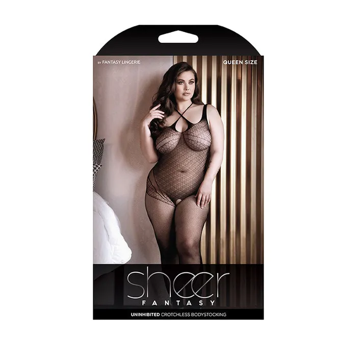 Sheer Uninhibited Bodystocking Blk Q Fantasy Lingerie Bodystockings Playsuits