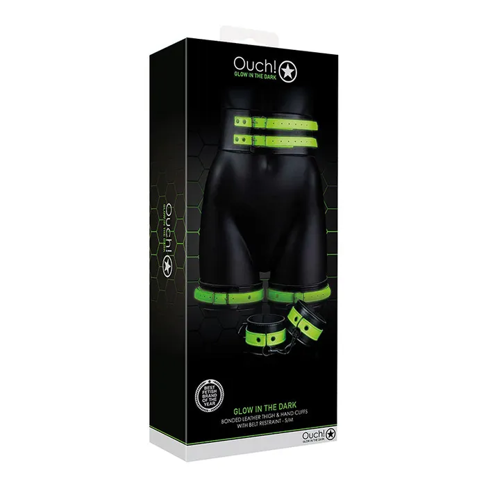 Shots America Llc Couples Ouch Gitd Thighhandcuffs Belt Grn Sm
