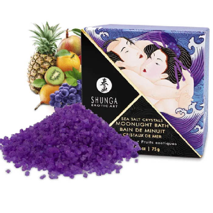 Shunga Vibrators Moonlight Bath Sea Salt Crystals Exotic Fruits Scent 75g